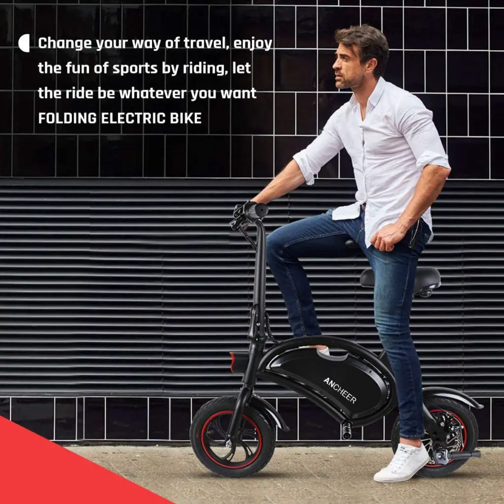 Best electric bike under 500 - ANCHEER an-EB5 Plus Folding Electric Bike 350W/500W Electric Commuter Bicycle, 20MPH Adults Ebike with 48V 6ah/7.5ah Battery & Dual-Disc Brakes 12inch Black - Image 1