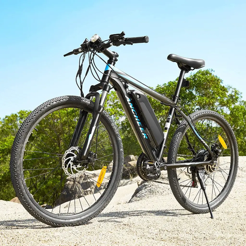 Best electric bikes under 1000 - ANCHEER Electric Bike Electric Mountain Bike 350W Ebike 26'' Electric Bicycle, 20MPH Adults Ebike with Removable 7.8/10.4Ah Battery, Professional 21 Speed Gears Blue Sunshine 10.4ah - Image 1