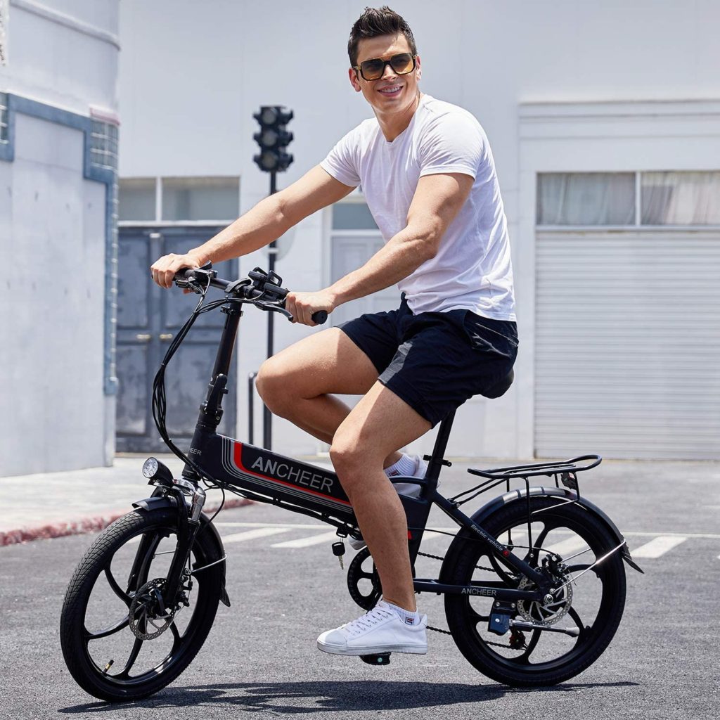 Best folding electric bike under 1000 - ANCHEER Folding Electric Bike Ebike, 20'' Electric Commuter Bicycle with 10.4AH Removable Lithium-Ion Battery, 48V 350W Motor and Professional Rear 7 Speed Gear Black - Image 1