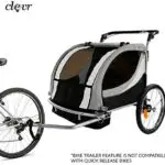Clevr bike trailer - Clevr Deluxe 3-in-1 Double 2 Seat Bicycle Bike Trailer Jogger Stroller for Kids Children | Foldable Collapsible w/Pivot Front Wheel Grey - Image 1