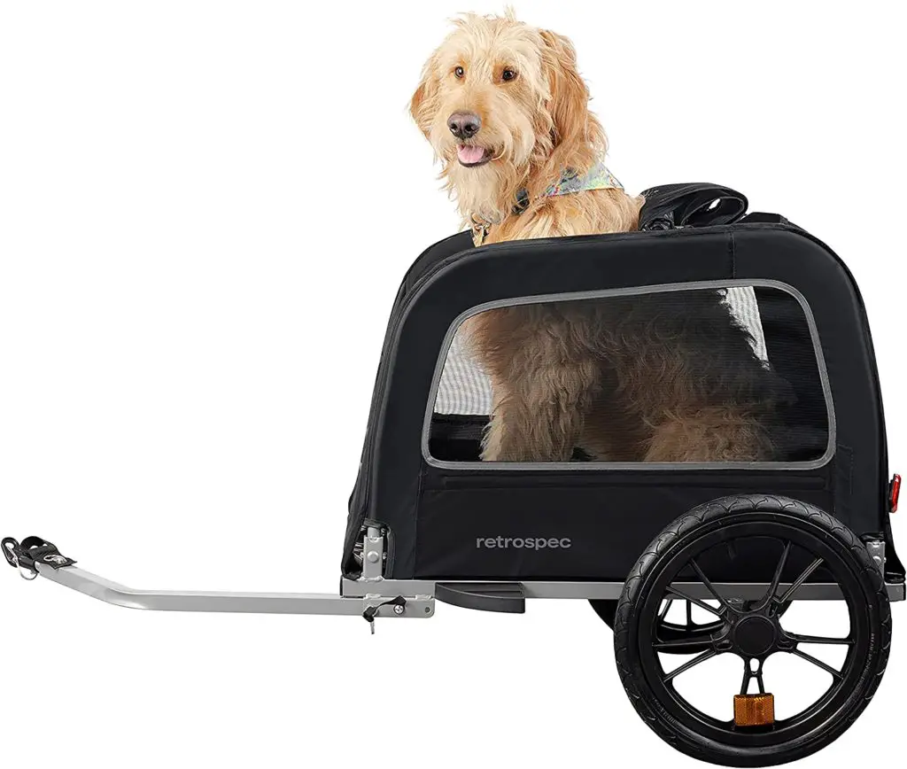Dog bike stroller - Retrospec Rover Waggin' Pet Bike Trailer - Small & Medium Sized Dogs Bicycle Carrier - Foldable Frame with 16 Inch Wheels - Non-Slip Floor & Internal Leash Black - Image 1