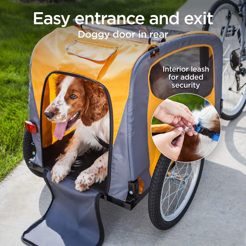 Dog bike stroller - Schwinn Rascal Bike Pet Trailer, For Small and Large Dogs, Folding Frame Carrier, Quick Release Wheels, Universal Bicycle Coupler, Adjustable Small (Up to 50lbs) Orange - Image 1