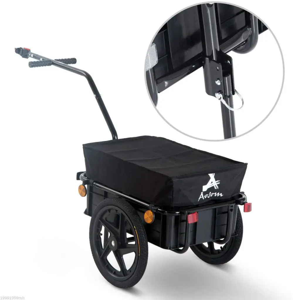 Fat tire bike trailer - Aosom Double Wheel Internal Frame Enclosed Bicycle Cargo Trailer - Black - Image 1