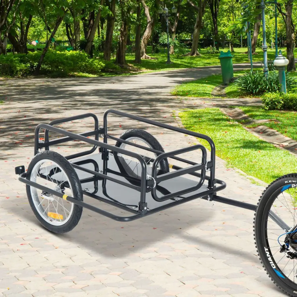 Fat tire bike trailer - Aosom Foldable Bike Cargo Trailer Bicycle Cart Wagon Trailer w/Hitch, 16'' Wheels, 110 lbs Max Load - Black - Image 1