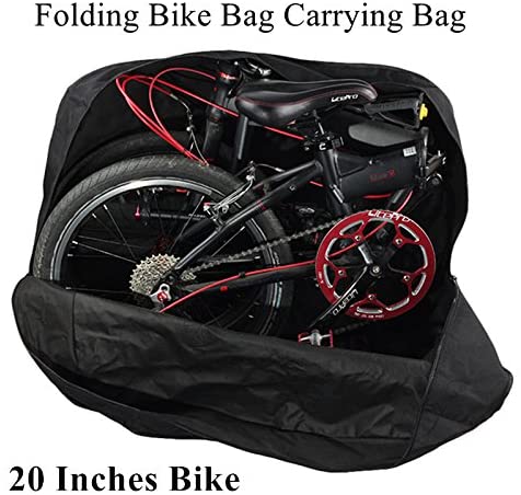 Folding bike bag - AMOMO Folding Bike Bag 14 inch to 20 inch Bicycle Travel Carrier Case Box Carry Bag Pouch Bike Transport Case Black - Image 1