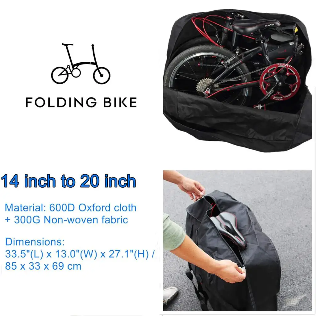 Folding bike bag - Charwin 20 Inch Folding Bike Bag for Travel, Bicycle Travel Case Tear Resistant Abrasion Resistant Outdoor Shipping Foldable Bike Transport Bag for Cars Train Air Travel - Image 1