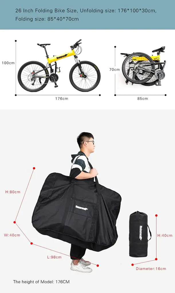 Folding bike case - Rhinowalk Folding Bike Travel Bag,Bicycle Carry Case for Transport,Air Travel,Shipping 26 inch - Image 1