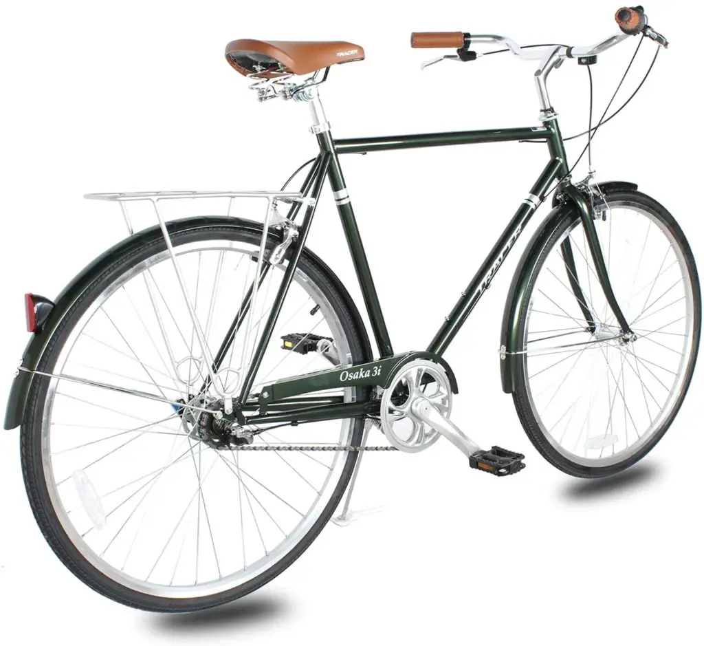 Best bicycle for 50 year old man - Tracer Osaka Hybrid Bikes for Men,Steel Frame,Shimano Nexus Inter 3/7 Speed,15-18 Inch,700c Wheels,Brown Seat Brown Grips, Road Bike,City Bike,Mens Bike,Multiple Colors HUNTER GREEN Inter 3-speed /Frame Height 580mm - Image 1