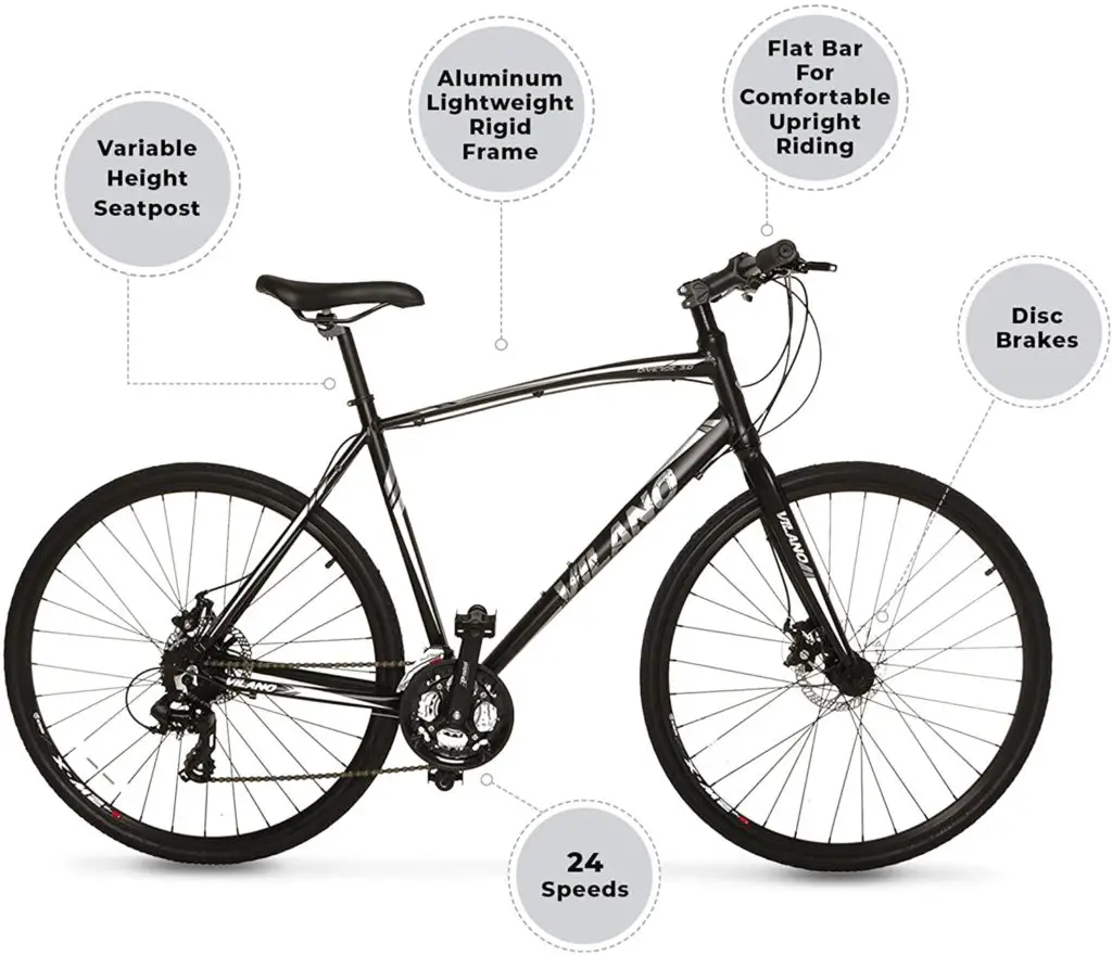 Best bicycle for 50 year old man - Vilano Diverse 3.0 Performance Hybrid Road Bike 24 Speed Disc Brakes 53 cm - Image 1