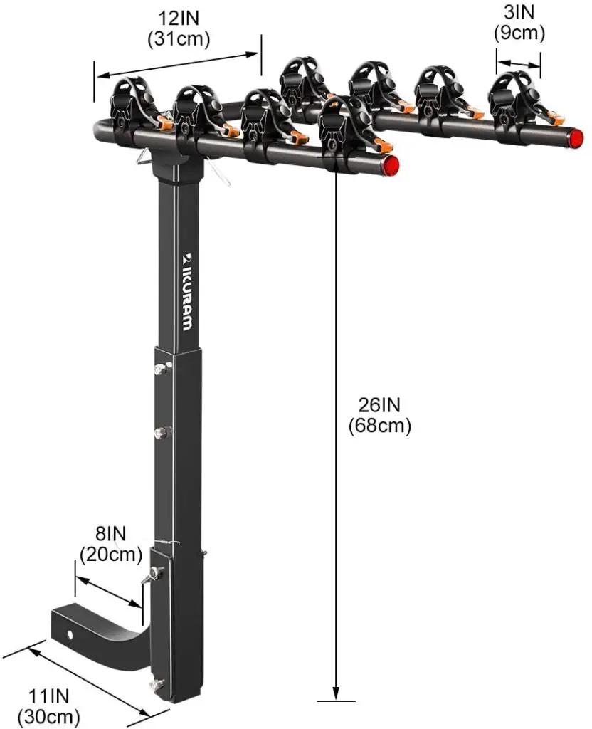 Best bike rack for prius - IKURAM 4 Bike Rack Bicycle Carrier Racks Hitch Mount Double Foldable Rack for Cars, Trucks, SUV's and minivans with a 2