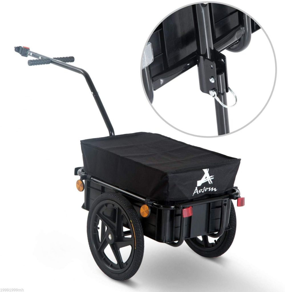 Electric bike trailer - Aosom Double Wheel Internal Frame Enclosed Bicycle Cargo Trailer - Black - Image 1