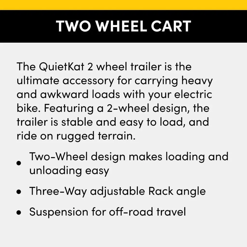 Electric bike trailer - QuietKat Two Wheel Game Cart, FatTire Off Road Cargo Trailer for Extra Storage While Hunting, Fishing, Exploring Backcountry, Three-Way Adjustable Rack Angle (20