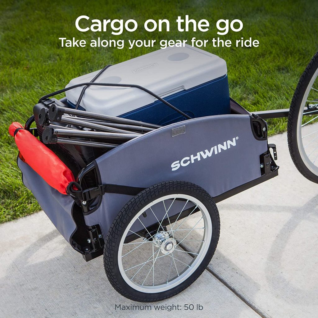 Electric bike trailer - Schwinn Day Tripper and Porter Cargo Bike Trailer, Tow Behind, Not For Kids or Animals, Multiple Colors Day Tripper Red/Grey - Image 1