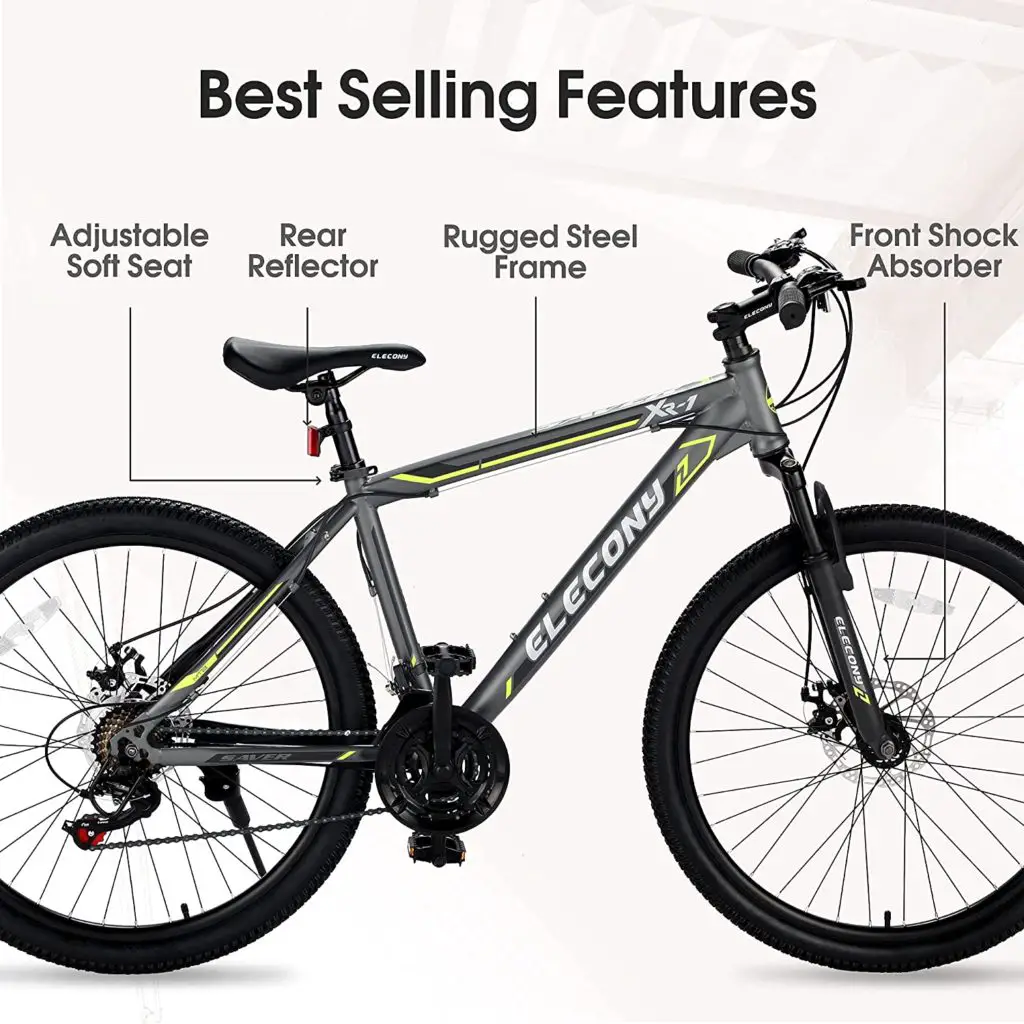 24 inch women's mountain bike - Elecony Saver100 24 Inch Mountain Bike Boys Girls, Steel/Aluminum Frame, Shimano 21 Speed Mountain Bicycle with Daul Disc Brakes and Front Suspension MTB Gloss Oasis/Dove Grey Steel Frame - Image 1