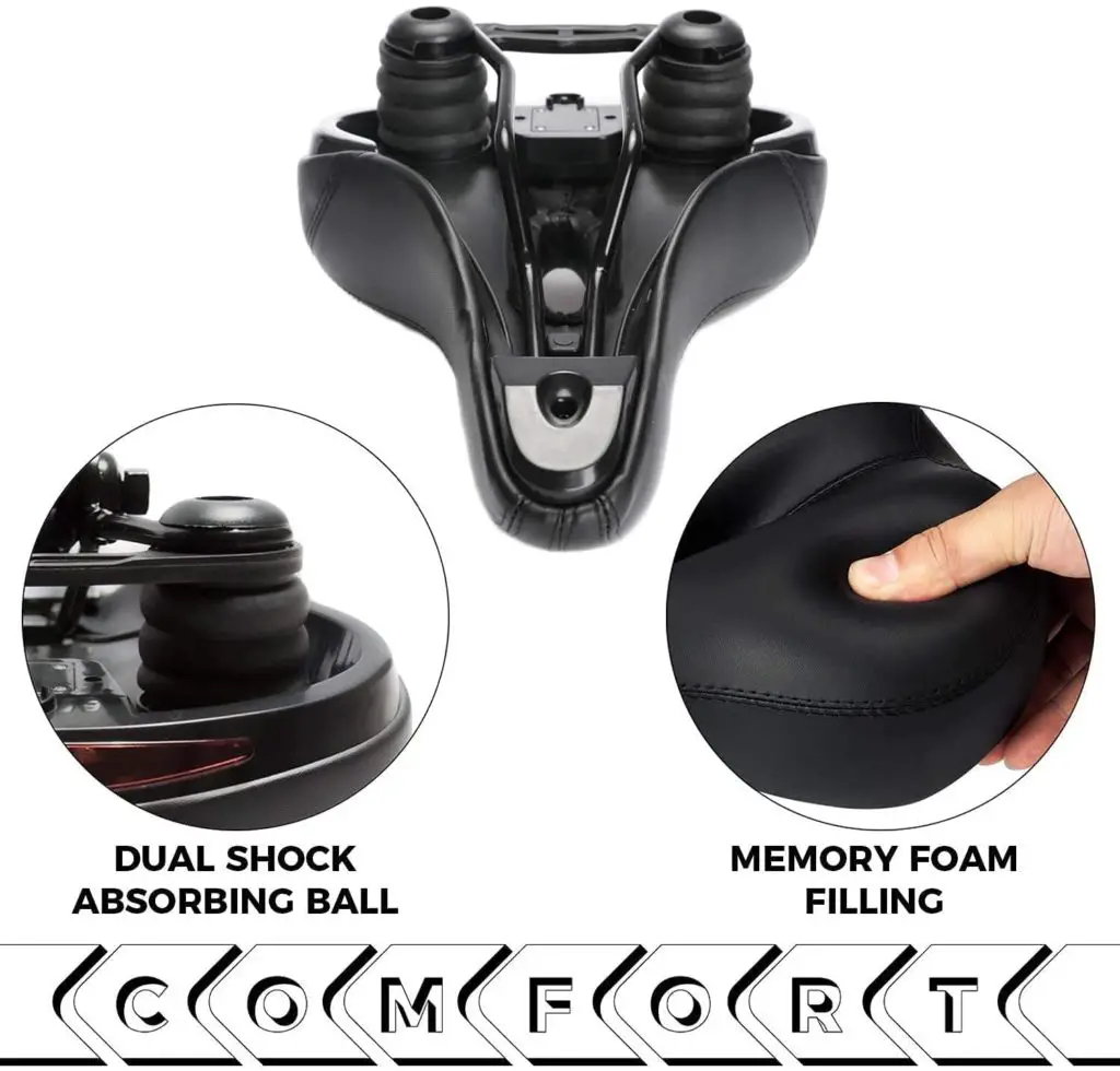Best bike seat for big guys - Giddy Up! Bike Seat - Most Comfortable Memory Foam Waterproof Bike Saddle, Universal Fit, Shock Absorbing Including Mounting Wrench - Allen Key - Reflective Band and Waterproof Protection Cover Black - Image 1