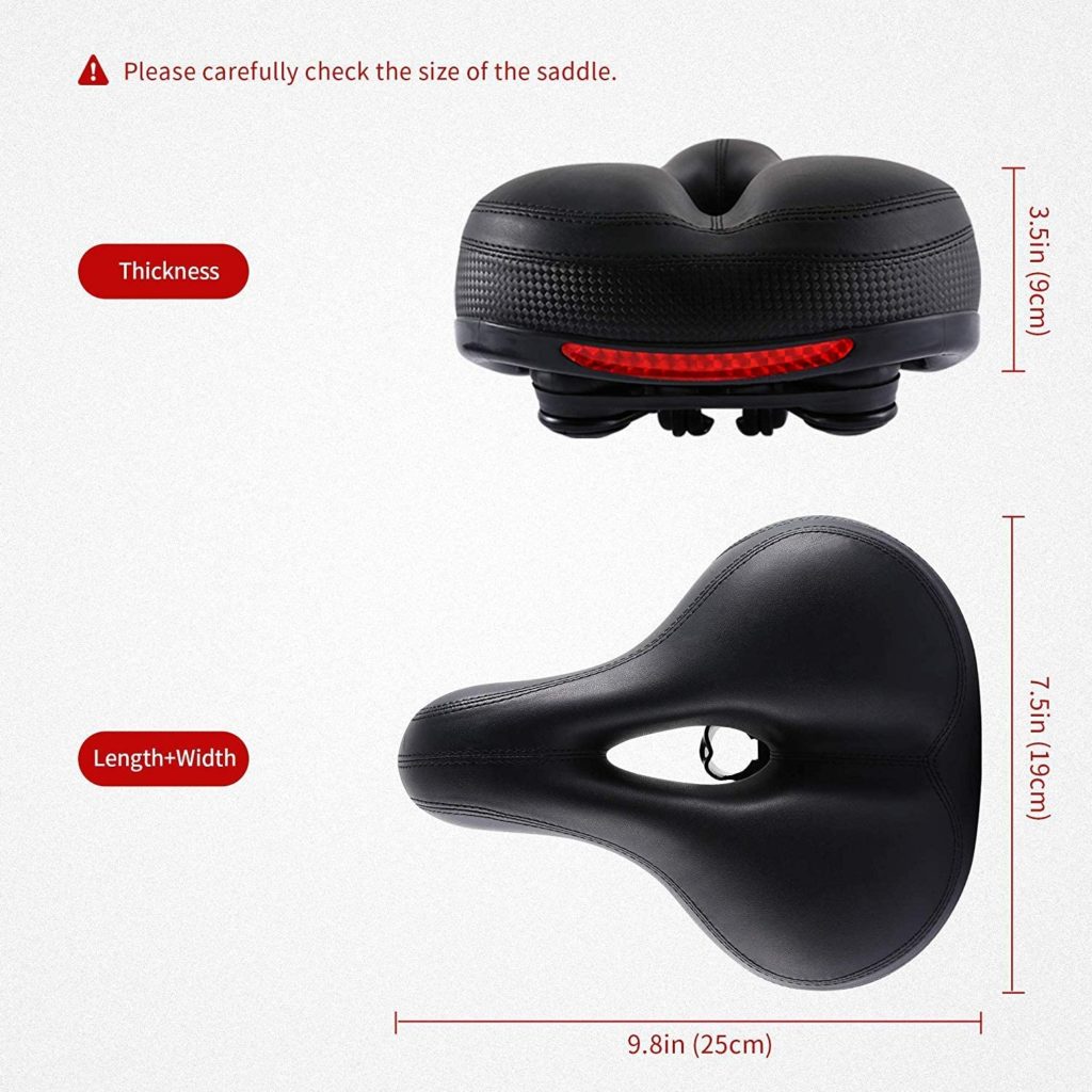 Best bike seat for big guys - IPOW Comfort Bike Seat for Women or Men, Bicycle Saddle Replacement Padded Soft High Density Memory Foam with Dual Shock Absorbing Rubber Balls Suspension Universal Fit for Indoor/Outdoor Bikes … Black - Image 1