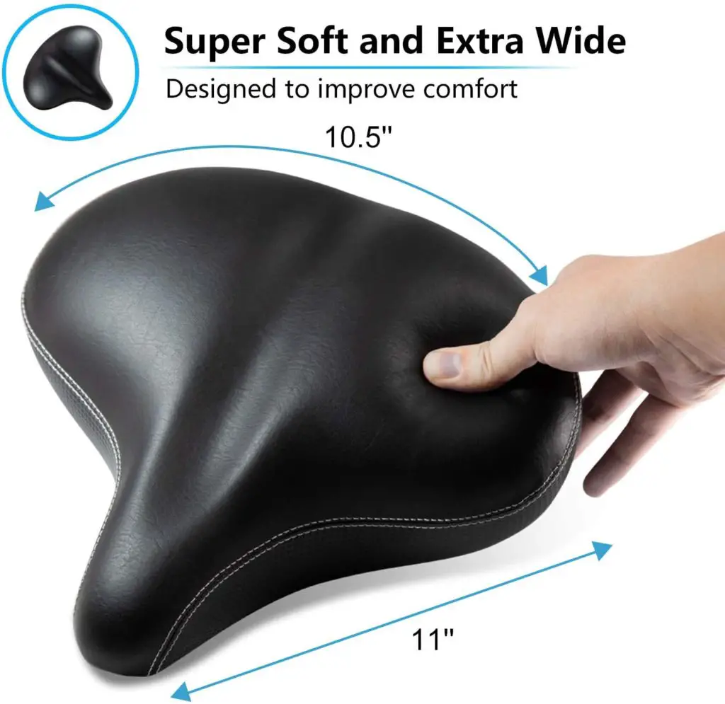 Best bike seat for big guys - Most Comfortable Extra Large Bike Seat - Wide Oversized Bicycle Saddle with Super Thick & Soft Foam Padding and Dual Spring Shock Absorbing Design - Universal Fit for Exercise Bike and Outdoor Bikes - Image 1