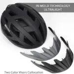Best mountain bike helmet under $100 - Adult-Men-Women Bike Helmet with Light - Mountain Road Bicycle Helmet with Replacement Pads & Detachable Visor Matte Black M(21.6-22.8 in/55-58cm) - Image 1