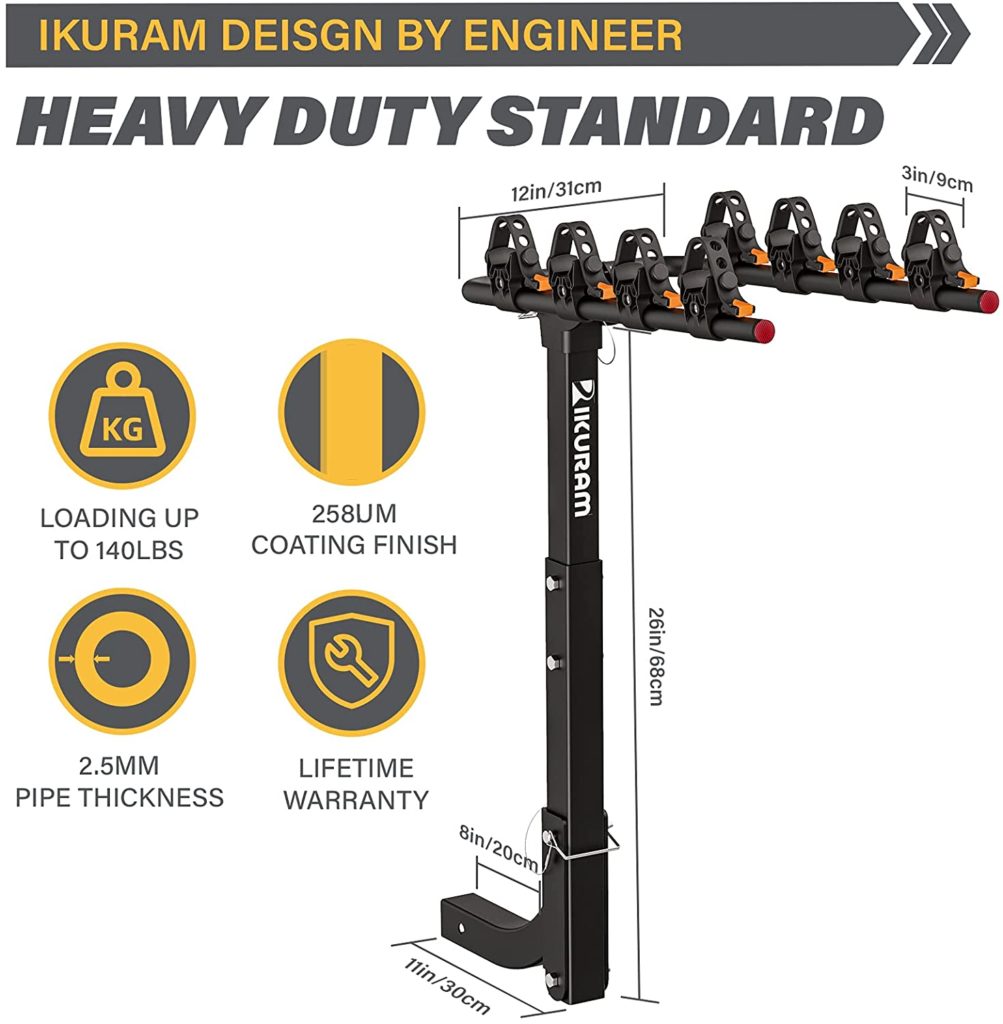 Bike racks for nissan rogue - IKURAM 4 Bike Rack Bicycle Carrier Racks Hitch Mount Double Foldable Rack for Cars, Trucks, SUV's and minivans with a 2