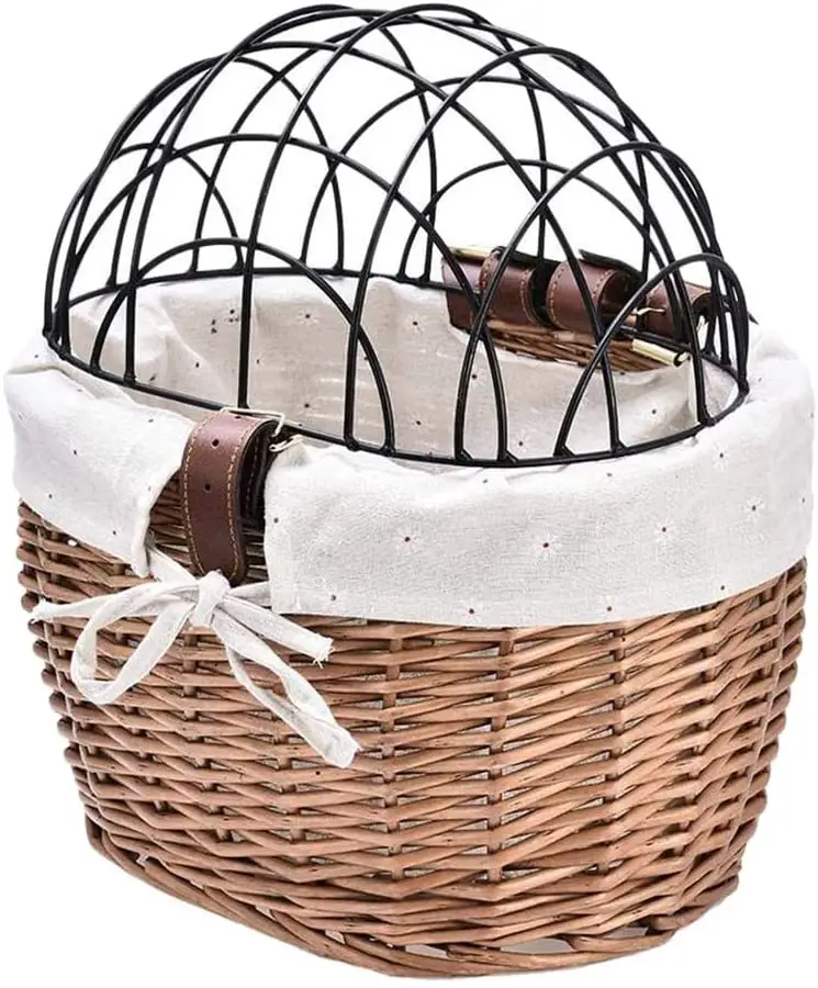 Cat bike basket - YSMANGO Bicycle Bag, Dog Bicycle Basket Bicycle Front Basket Willow Woven Bike Basket Pet Carrier Basket for Dog Puppy Cats, Bike Baskets for Women Cruisers - Image 1