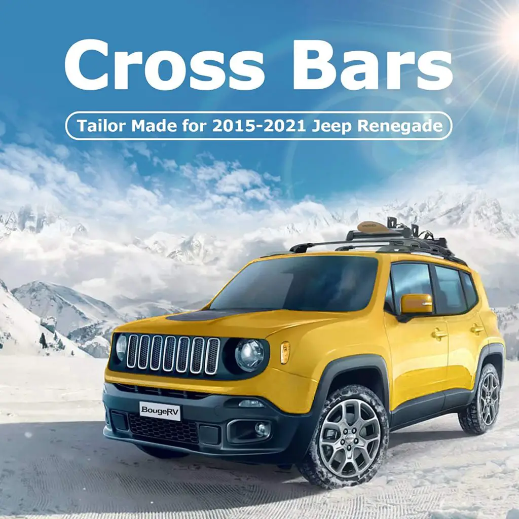 Jeep renegade bike rack - BougeRV Car Roof Rack Cross Bars for 2015-2021 Jeep Renegade with Side Rails, Aluminum Cross Bar Replacement for Rooftop Cargo Carrier Bag Luggage Kayak Canoe Bike Snowboard Skiboard - Image 1