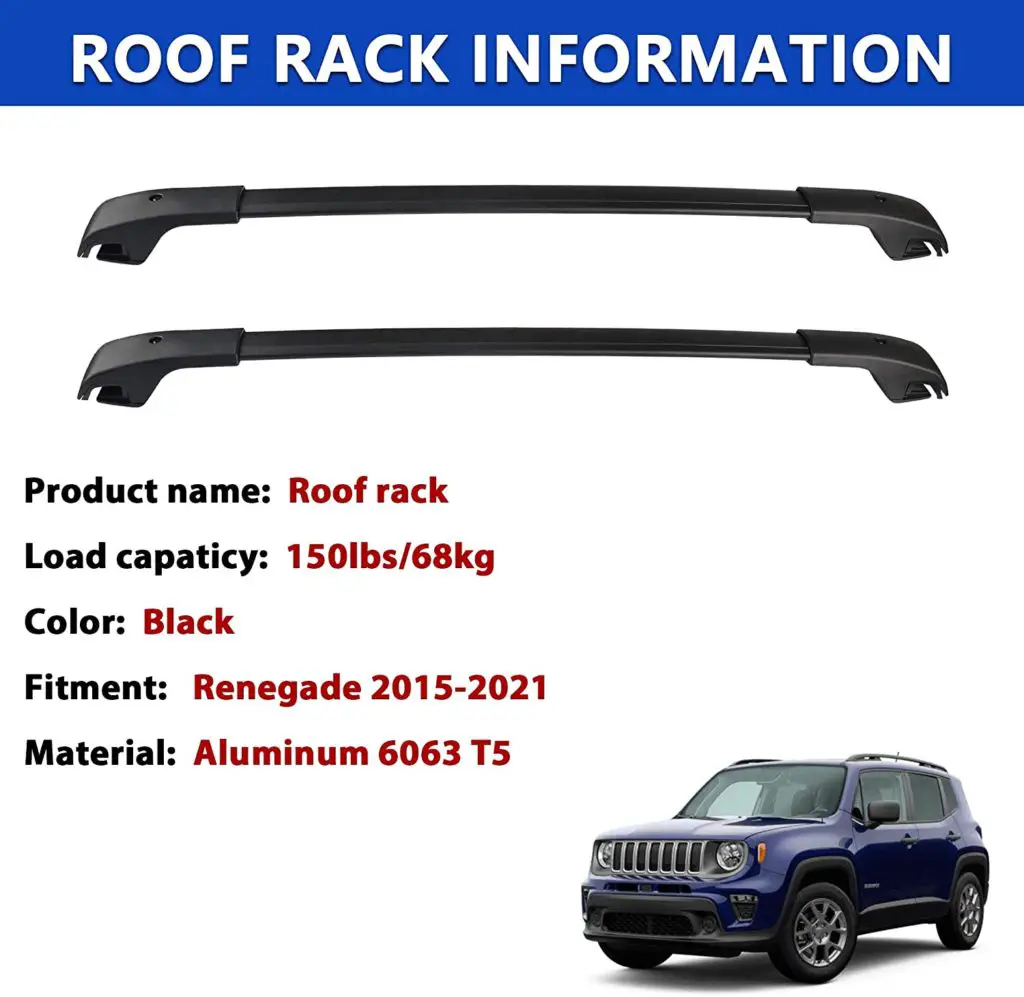 Jeep renegade bike rack - Roof Racks Cross Bars Compatible for 2015-2021 Renegade with Side Rails, Crossbars Cargo Carrier for Rooftop Bag Luggage Kayak Bicycles Canoe Surfboard Snowboard - Image 1