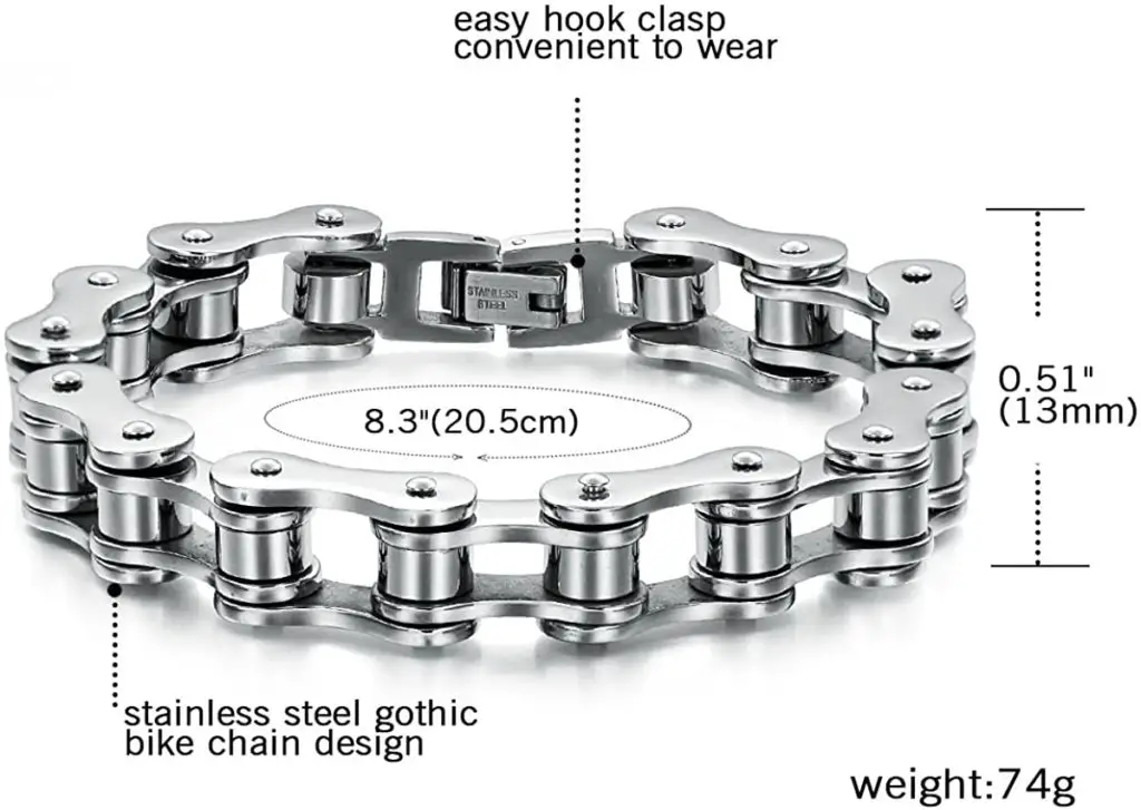 Mens bike chain bracelet - Oidea Mens Stainless Steel 13MM Punk Cool Bicycle Chain Link Bracelet for Biker,8 Inch - Image 1