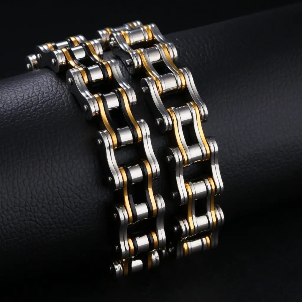 Mens bike chain bracelet - Star Jewelry Stainless Steel Colorful Braided Bike Chain Men Bracelet Bangle 01 RED BLACK - Image 1
