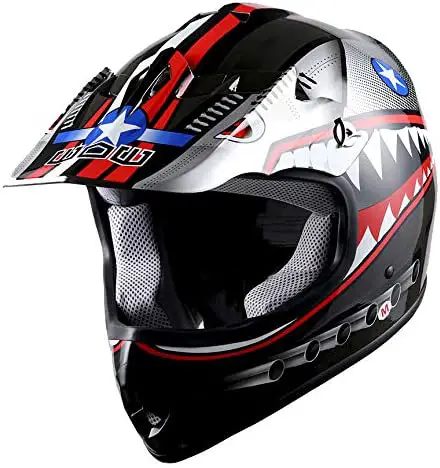 Mini bike helmet - WOW Youth Kids Motocross BMX MX ATV Dirt Bike Helmet Spider Black Small Monster Shark Black - Image 1