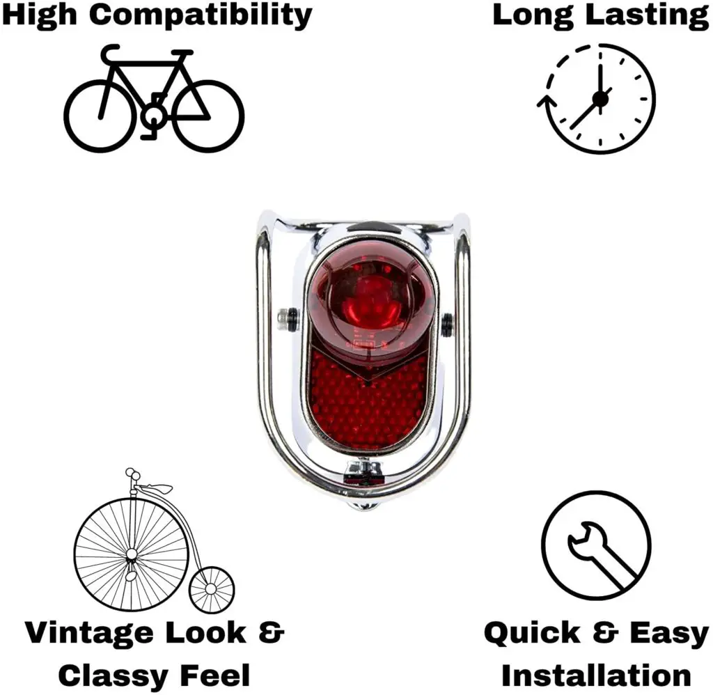 Retro bike lights - Gazoz Performance Bike Rear Light LED, Chrome, Vintage & Classic Bicycle Accessories - Image 1