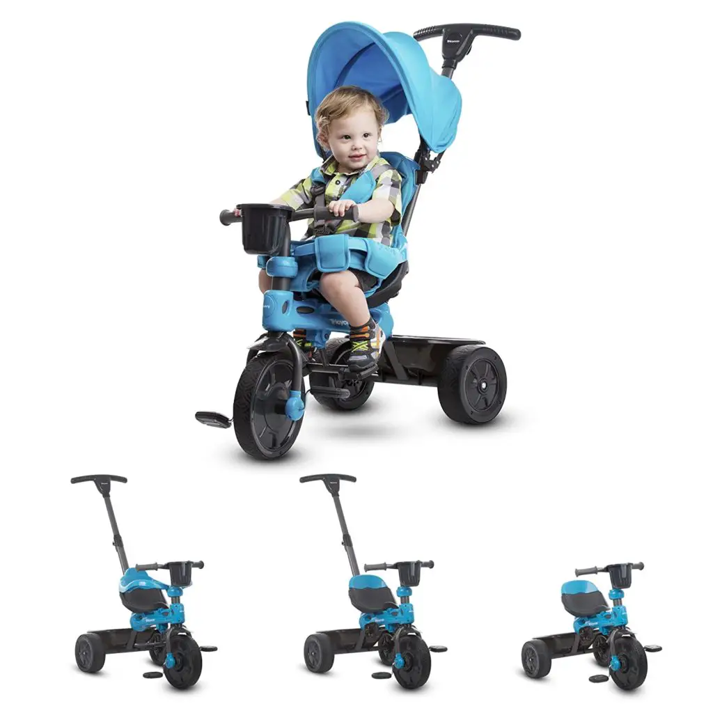 Tricycle stroller - Joovy Tricycoo 4.1 Kid's Tricycle, Push Tricycle, Toddler Trike, 4 Stages, Blue - Image 1