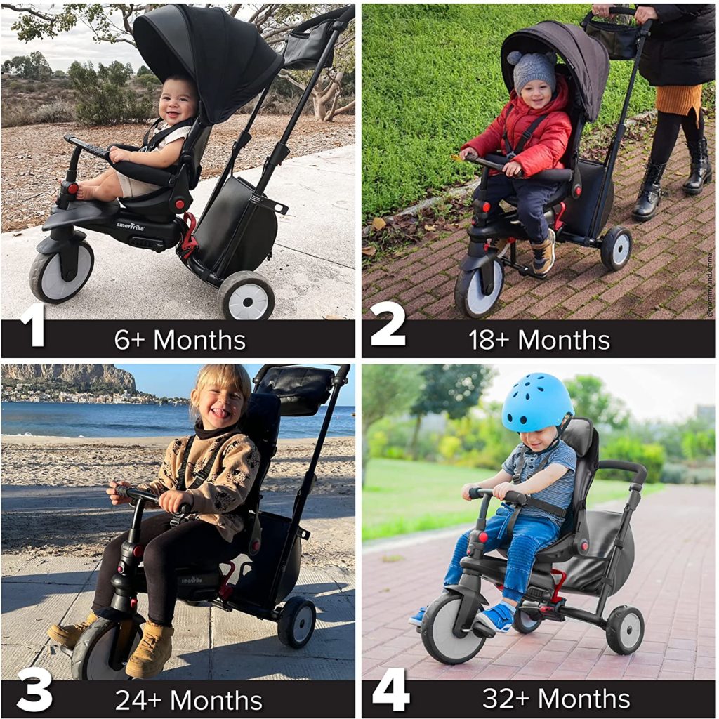 Tricycle stroller - smarTrike Toddler Tricycle Stroller, Compact Bike Stroller for Kids, Push Tricycle Kids Stroller, Toddler Bike, Baby Tricycle for 1, 2, 3 Years Old (Multiple Model and Color Options Available) Black STR7 - Image 1